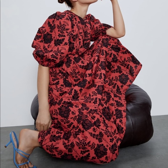 ZARA Sequinned Printed Dress - Picture 3 of 14